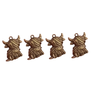 Highland Cow Charms Bronze Metal