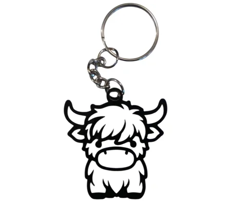 Highland Cow Keyfob Keyring with Chain