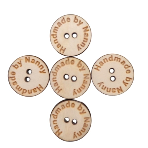 Wooden Handmade By Personalised Custom Buttons set of 5, ..