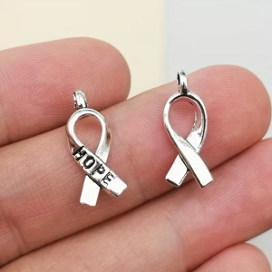 Hope Ribbon Bow Metal Charm