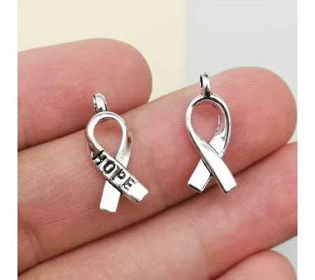 5 x Hope on Ribbon Bow Metal Charms