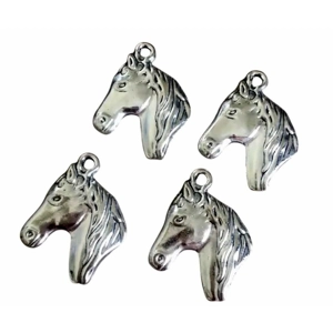 Horse Head Metal Charms x 4