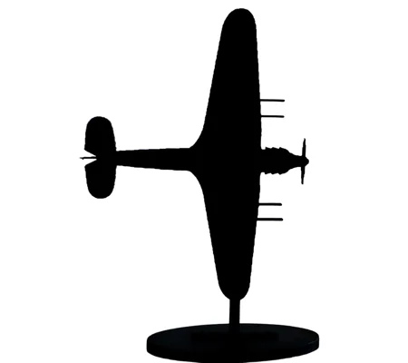Hurricane WWII Fighter Aircraft, War Aeroplane Silhouette