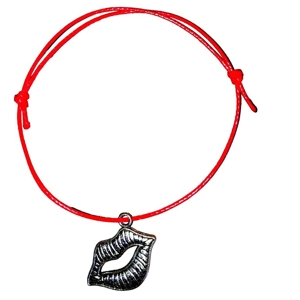 Lips Charm Adjustable Friendship Bracelet, Waxed cord, Various colours, Great gift