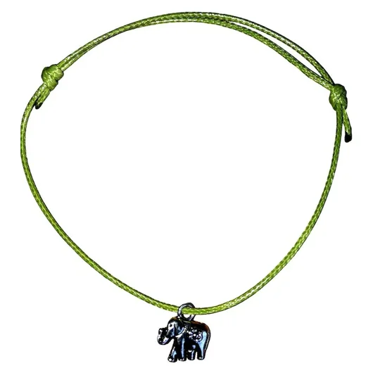 Elephant Friendship Bracelet Silver coloured metal star on adjustable waxed cord