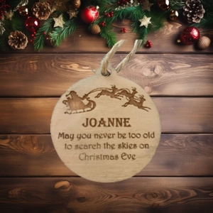 Wooden Personalised Christmas Eve Bauble