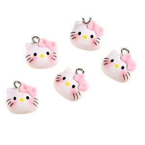 5 x Cute Kitty Cat Resin Pendant Charms