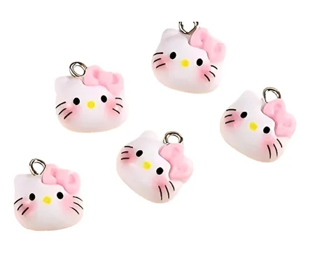 5 x Cute Kitty Cat Resin Pendant Charms