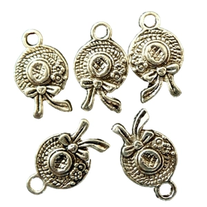 5 x Ladies Hats with Bows Metal Charms. For Jewellery Arts and Crafts,