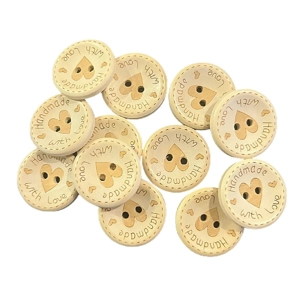 10 x Large Wooden Buttons Handmade With Love and Hearts