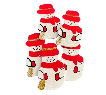 5 x Wooden Snowman Card or Cake Embellishments
