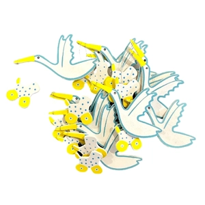 3 x Large Stork with Pram Card or Cake Embellishments 8cm x 5cm