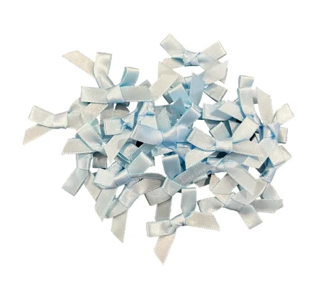 10 x Small Light Blue Coloured Satin Bows Tied 1cm x 4cm