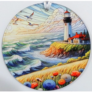 Lighthouse Sea View Suncatcher 14cm