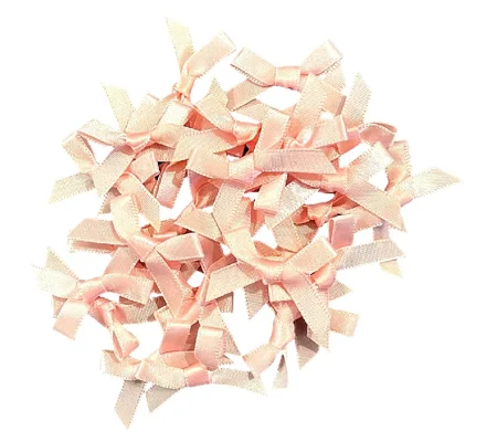 10 x Light Pink Coloured Satin Bows Tied 1cm x 4cm