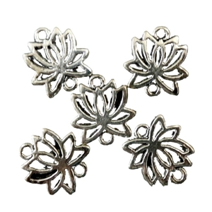 Lotus Flower Metal Charms x 5