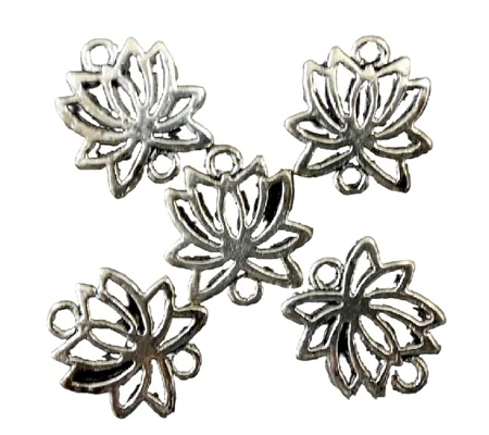 Lotus Flower Metal Charms x 5