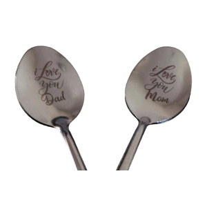 Pair of Love you Mum and Dad Metal Spoons