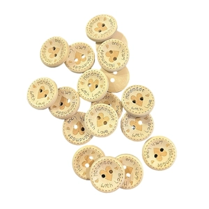 10 x Medium Wooden Engrave Buttons Handmade With Love and Hearts 2cm