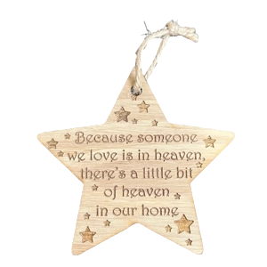 Memorial Wooden Christmas Star Bauble