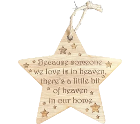 Memorial Wooden Christmas Star Bauble