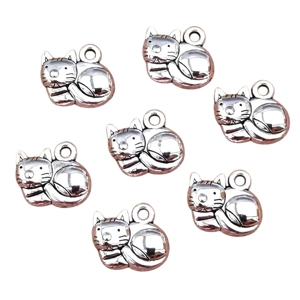 5 x Cat Design Metal Charms