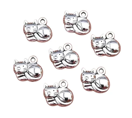 5 x Cat Design Metal Charms