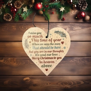I miss you so much, Merry Christmas in heaven, Memorial wooden heart