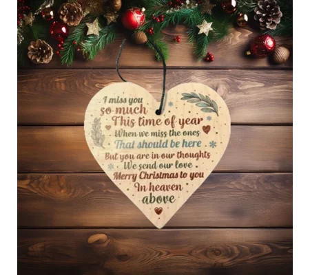 I miss you so much, Merry Christmas in heaven, Memorial wooden heart