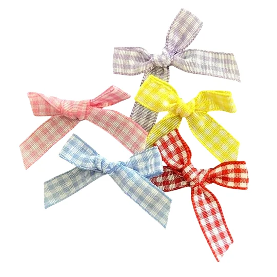 10 x Mixed coloured and white Gingham Bows