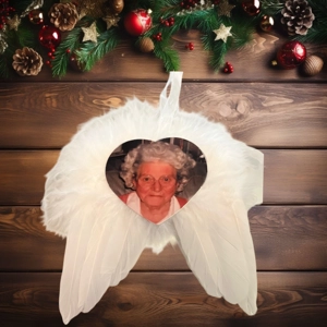 Memorial White Feather Christmas Decoration with Photo