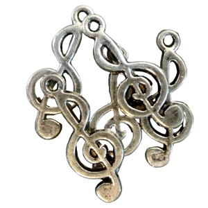 5 x Musical Treble Clef Hanging Metal Charms,