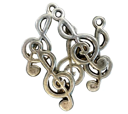 5 x Musical Treble Clef Hanging Metal Charms,