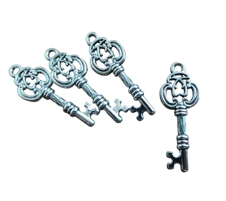 Metal Door Key Charms x 4
