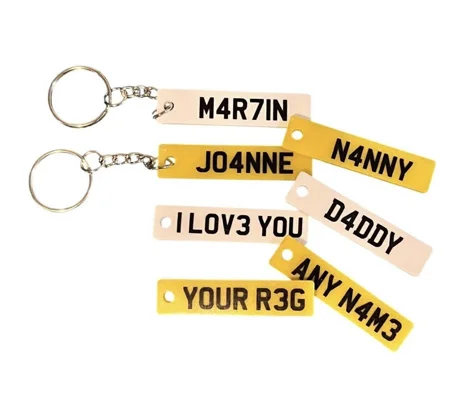Personalised Name Number Plate Keyrings