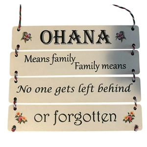 Ohana family wooden hanging sign. 
Buttons and bows Kettering Norhants