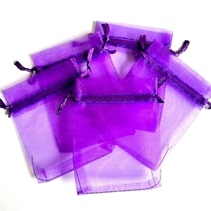 5 x Purple Organza Bags 7cm x 9cm