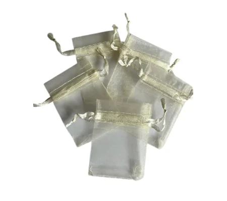 5 x Ivory Cream Organza bags ~ Size 5cm x 6cm