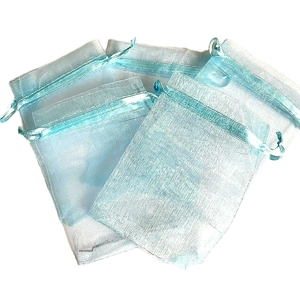 Blue Organza Bags x 5 Size 8cm x 12cm
