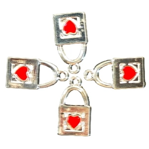 Padlock with Heart Metal Charm x 4