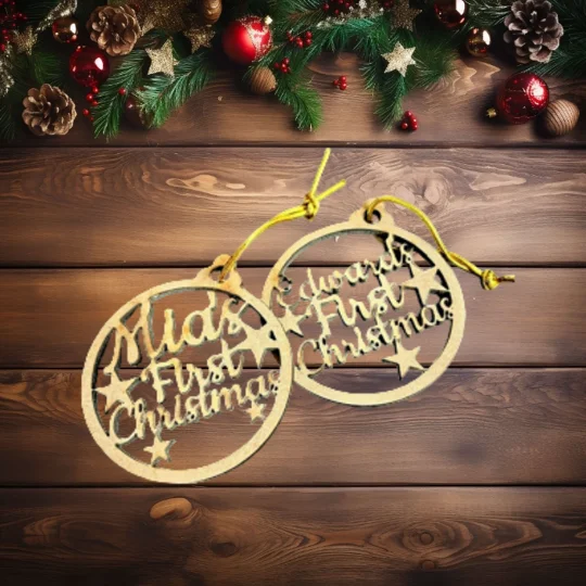 Wooden Lasercut Personalised Christmas Bauble