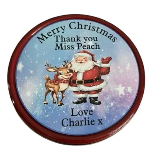 Personalised Christmas Present sticker, Make that Christmas tin of biscuits for the teacher,, neighbour or bin man extra special
Buttons and bows Kettering Northants