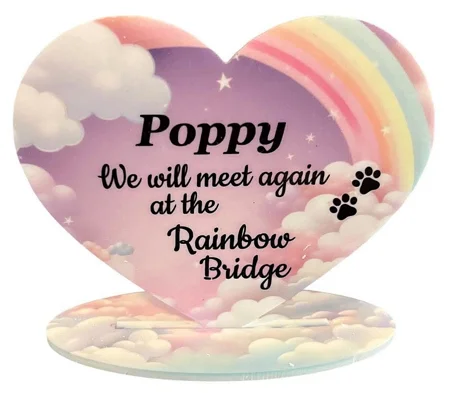 Personalised Over the Rainbow Bridge Heart Sign