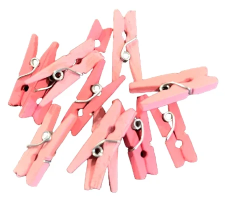 10 x Small Pink Clothes Pegs Embellishments 2.5cm x 0.5cm