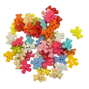 10 x Teddy Bear Shaped Plastic Buttons  Various Colours  1.5 x 2cm