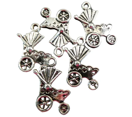 5 x Pram Pushchair Metal Charms,