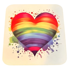 LGBTQIA+ Gay Pride Heart on Coaster