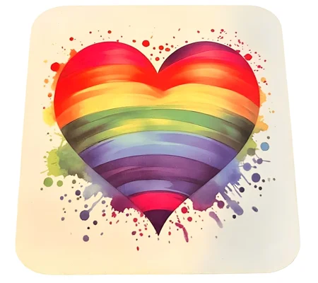 LGBTQIA+ Gay Pride Heart on Coaster