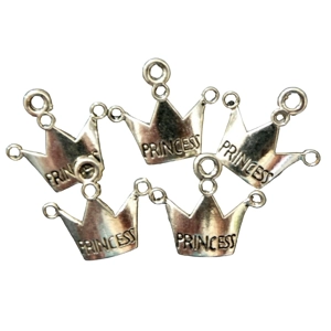 5 x Princess Crown Metal Charm
