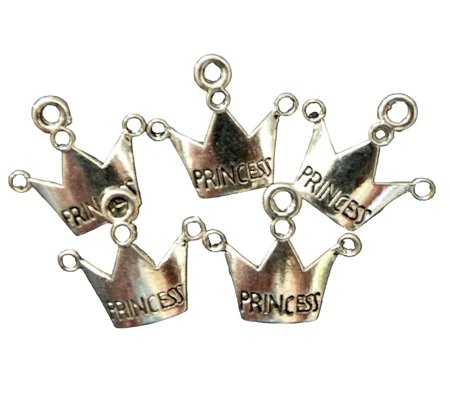 5 x Princess Crown Metal Charm